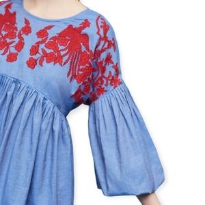 Anthropologie Hemant & Nandita Lianna Embroidered Boho Blouse